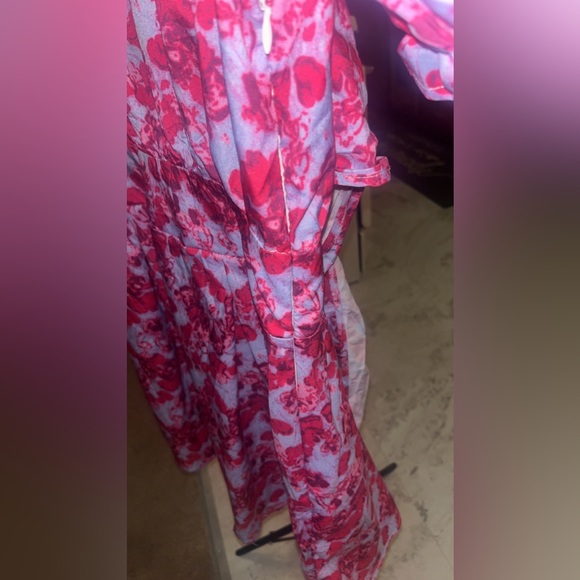 Large all over print tie front A-line dress from SHEIN. Purple/pink - Picture 4 of 6